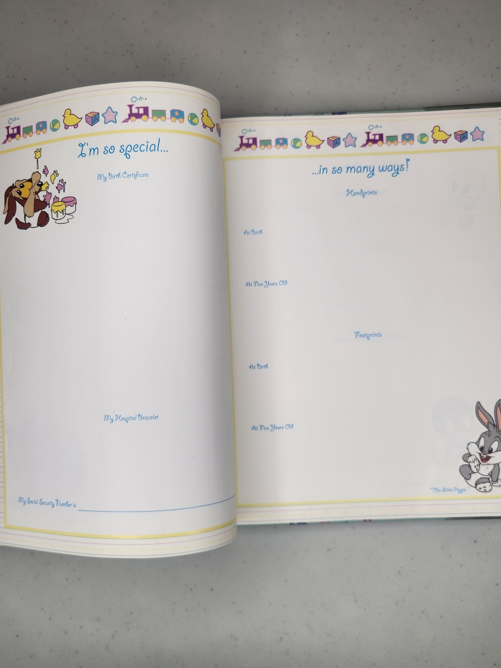 Vintage 1997 Baby Looney Tunes Baby Book UNUSED First Five Years Bugs Bunny - Picture 9 of 9